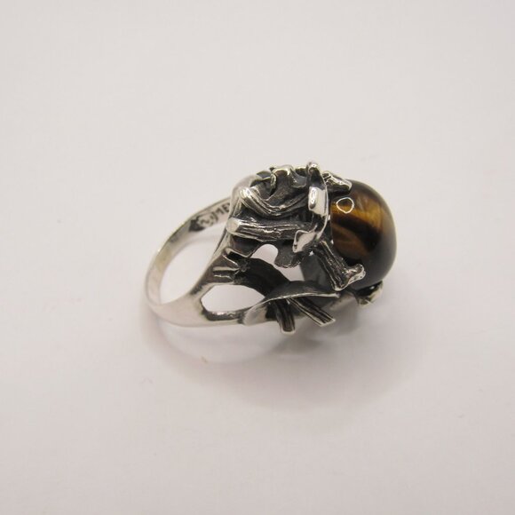 Vintage Taxco Mateo Brutalist Tiger's Eye Ring - Picture 8 of 15